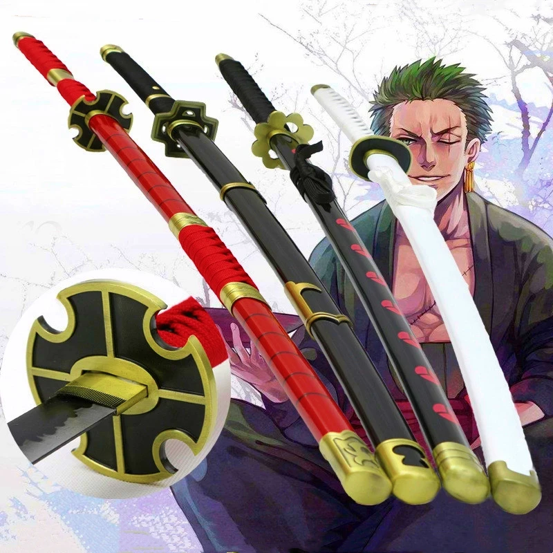 Roronoa Zoro-espada modelo de juguete, Katana samurái de simulación,  cuchillo de bambú, Arma de madera, accesorio de decoración de escritorio,  104CM, 1:1