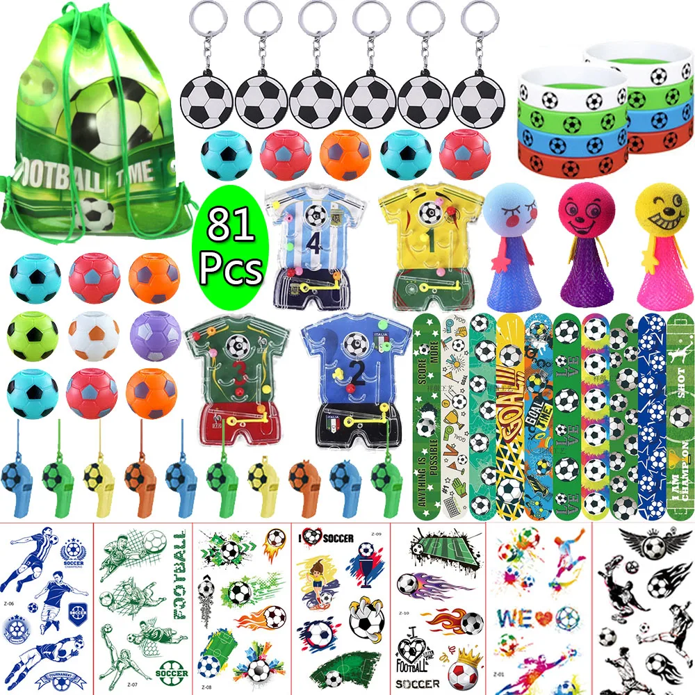 Soccer Ball Toys 81 Pack Soccer Ball Themed Football Accessories Jewelry Bracelet Set for Kids Birthday Party Favors Baby Shower Giveaway
