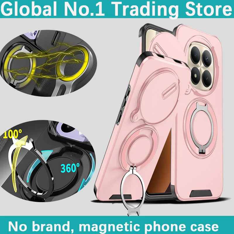 Enhanced Sliding Lens Cover Magnetic Ring Holder Phone Case - Durable Plastic Protective Cover
