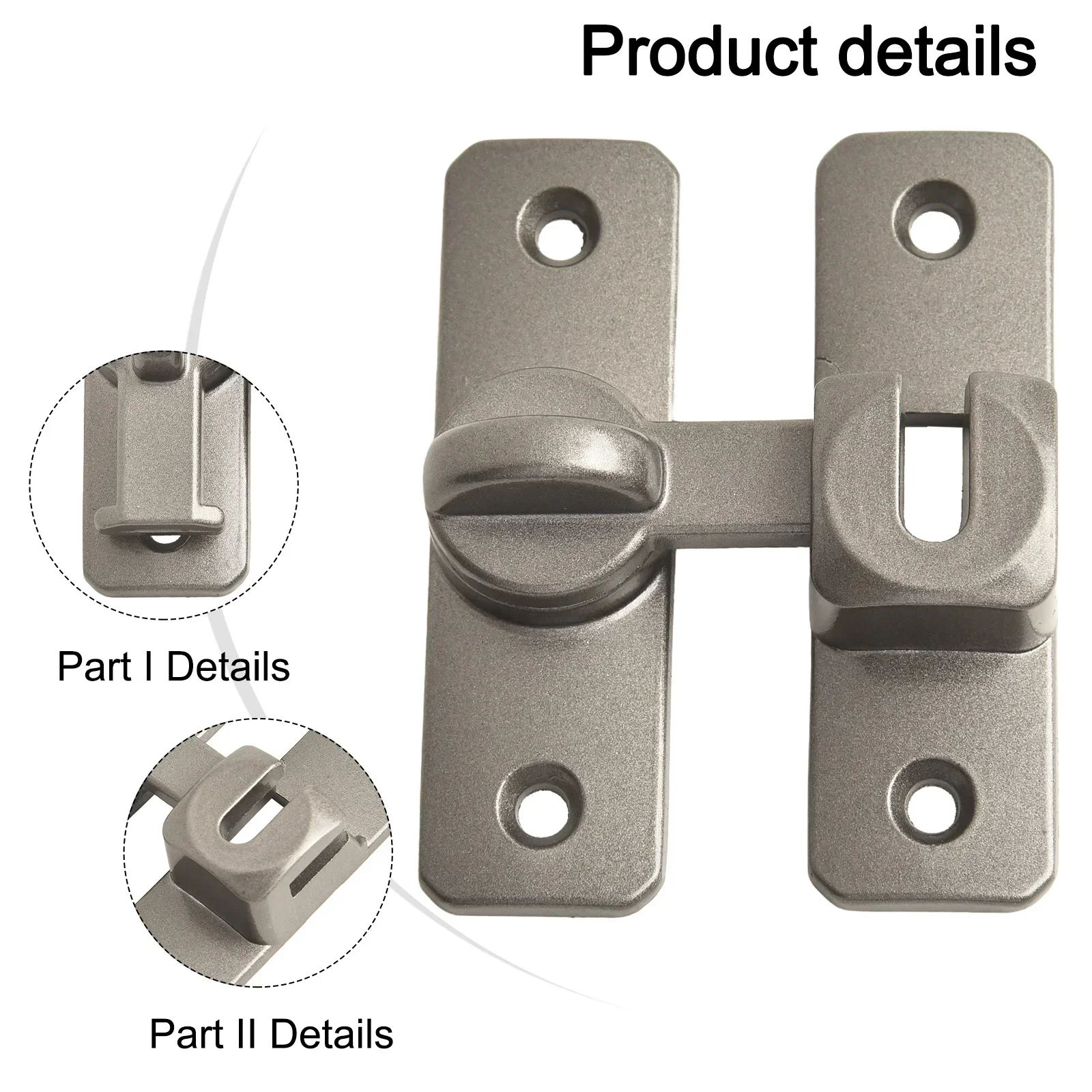 Door Lock Door Latch Bolts Home Security Heavy-duty Zinc Alloy 90 180 Degree Sliding Anti-theft