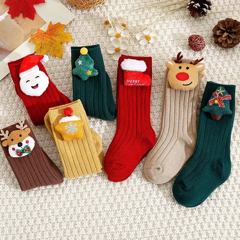 

Instagram Spanish Children's Christmas Stocking Flannel Bow for Baby Solid Color Medium Stockings for Baby