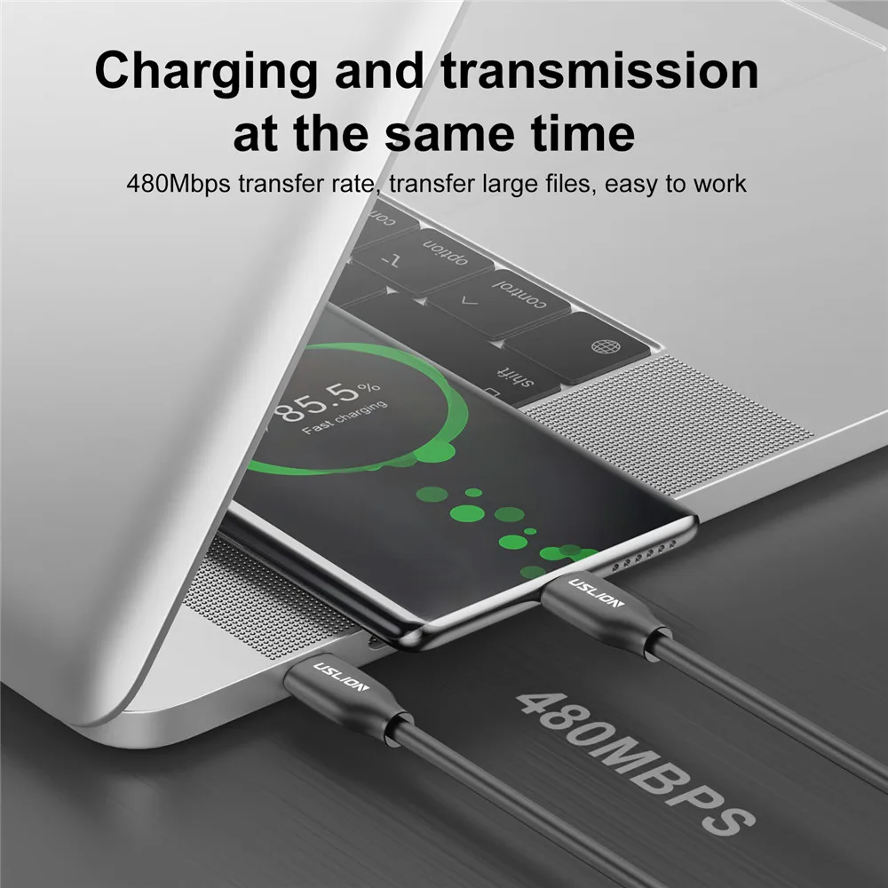 USLION PD 120W USB C to Type C Cable Fast Charging Cables For iphone Samsung s24 USB-C Quick Charger Cable Data Cord For Xiaomi
