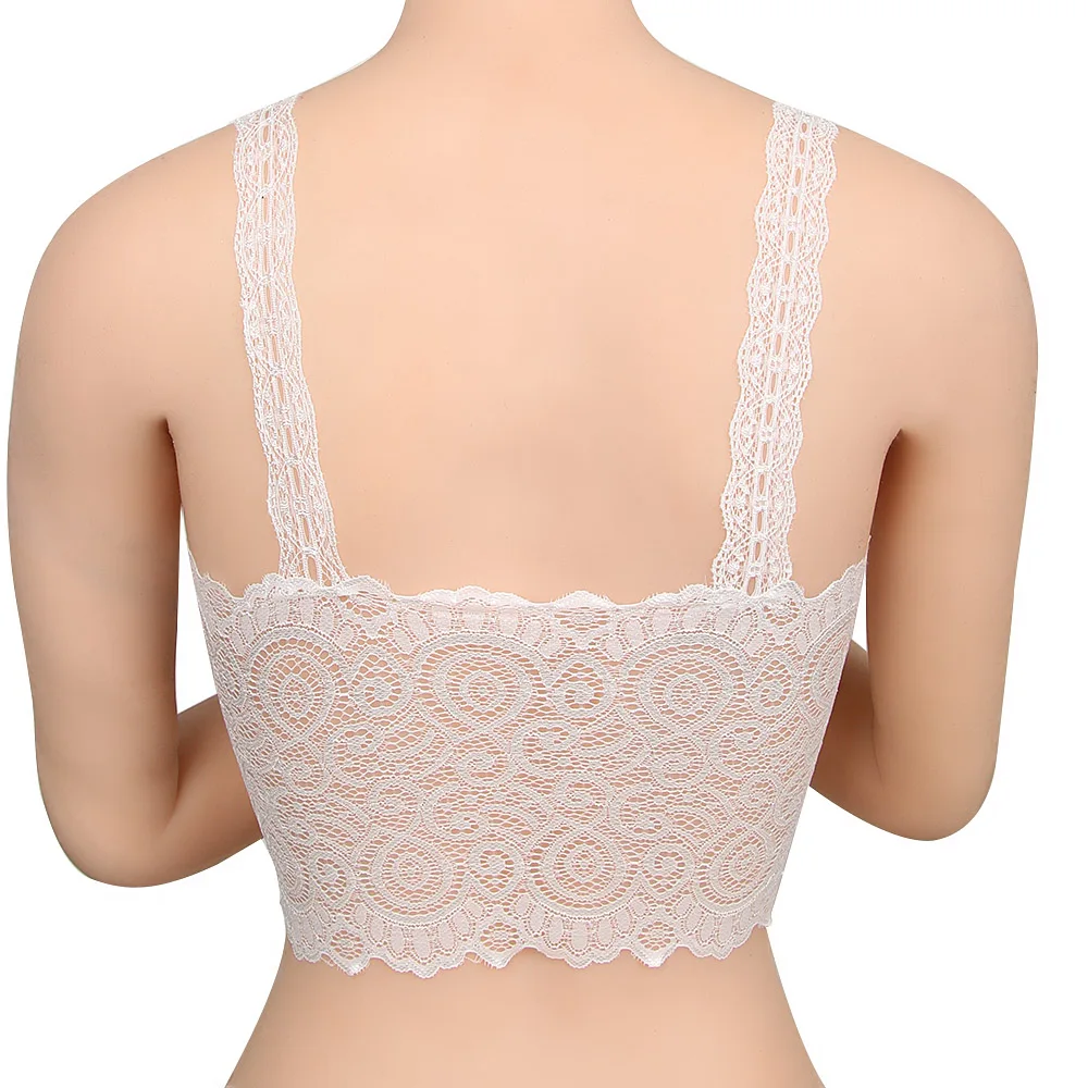 Women Lace Crochet Padded Bra Tank Top Back View