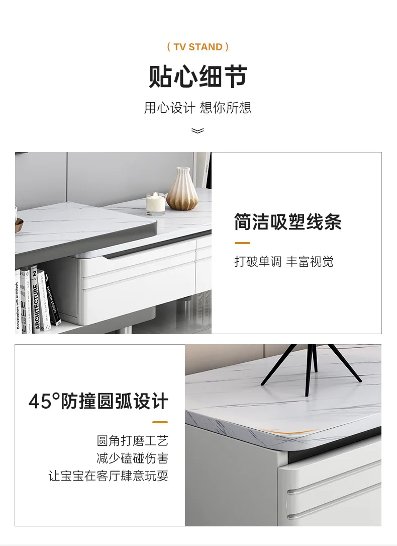 Modern LED TV Stand for Televisions Up Coffee Table Glass Shelves and Drawer Gaming Entertainment Center with Multiple Cabinet