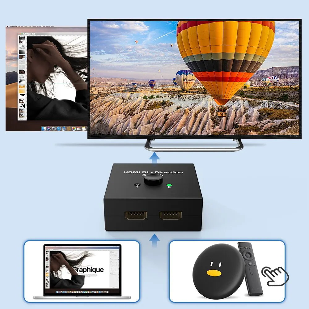 NIERBO HDMI 2.0 ġ, UHD, 4K, 60Hz, 2x1, 1x2,  ó, 2 Ʈ, 3D HD, 2 Է, 1  ø