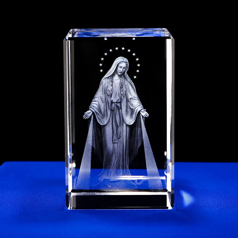 Laser Engraved Virgin Mary Crystal 1