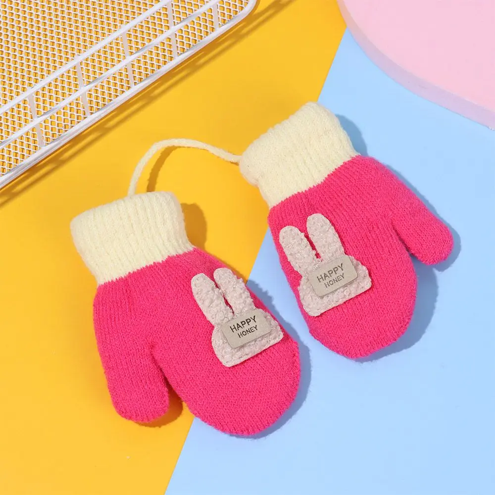 1-6 Years Baby Winter Hand Gloves Thick Warmer Knitted Mittens Thicken Mittens for Kids Cute Cartoon Gloves Boys Girls
