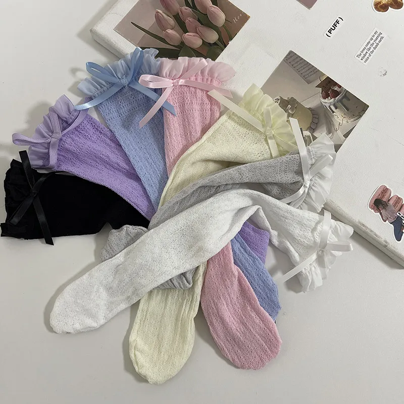 

Новинка милые студенческие носки Kawaii кружевные носки средней длины женские Y2K кремовые кружевные свежие носки в стиле "Лолита" мягкие носки в стиле Харадзюку для девушек аксессуары JK