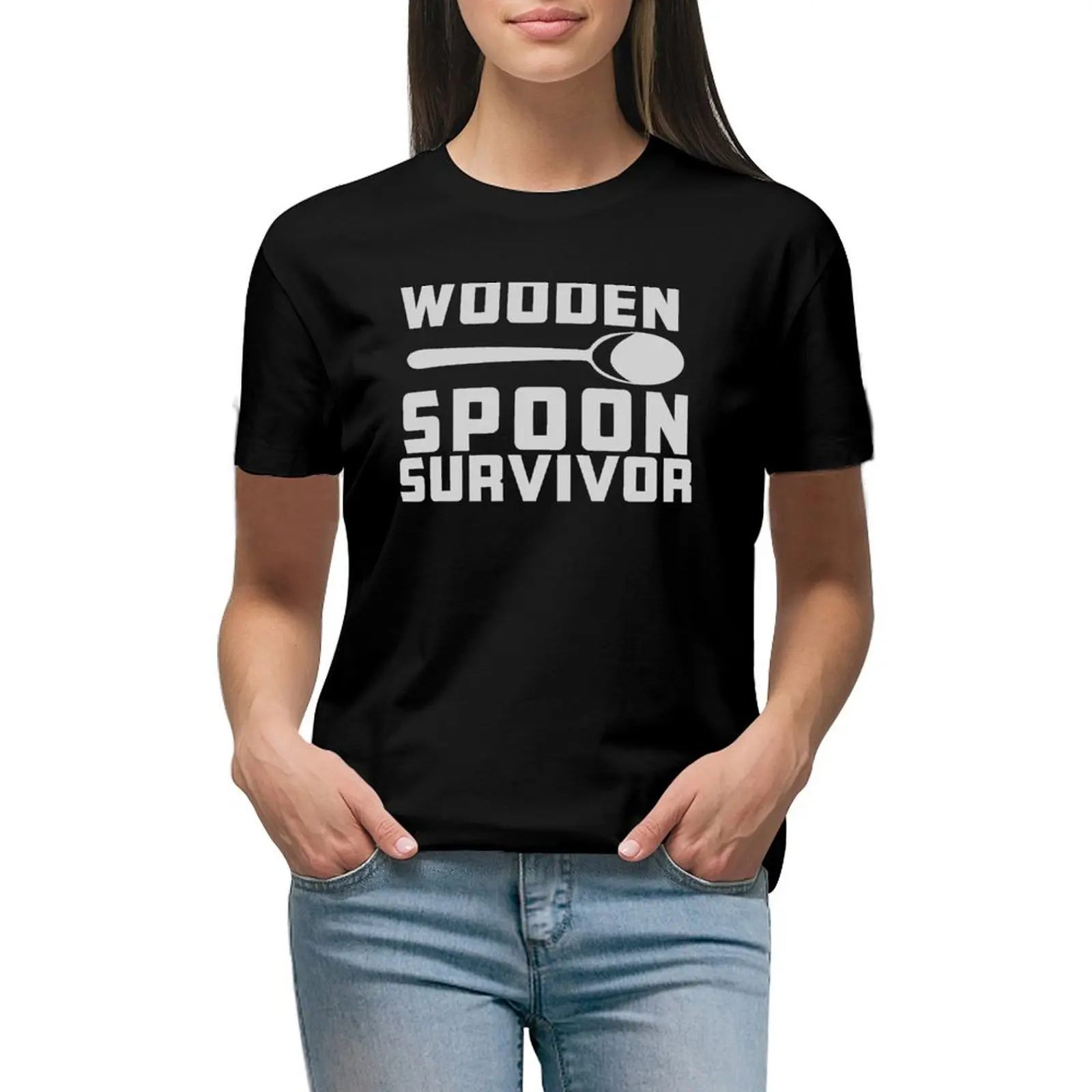 

Wooden Spoon Survivor Retro T-shirt cute clothes Short sleeve tee korean fashion Womens graphic t shirts