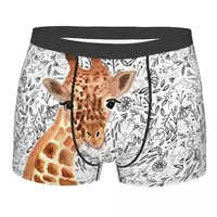 Watercolor Giraffe Men Boxer Briefs Animal Breathable Creative Underpants High Quality Print Shorts Gift Idea 1