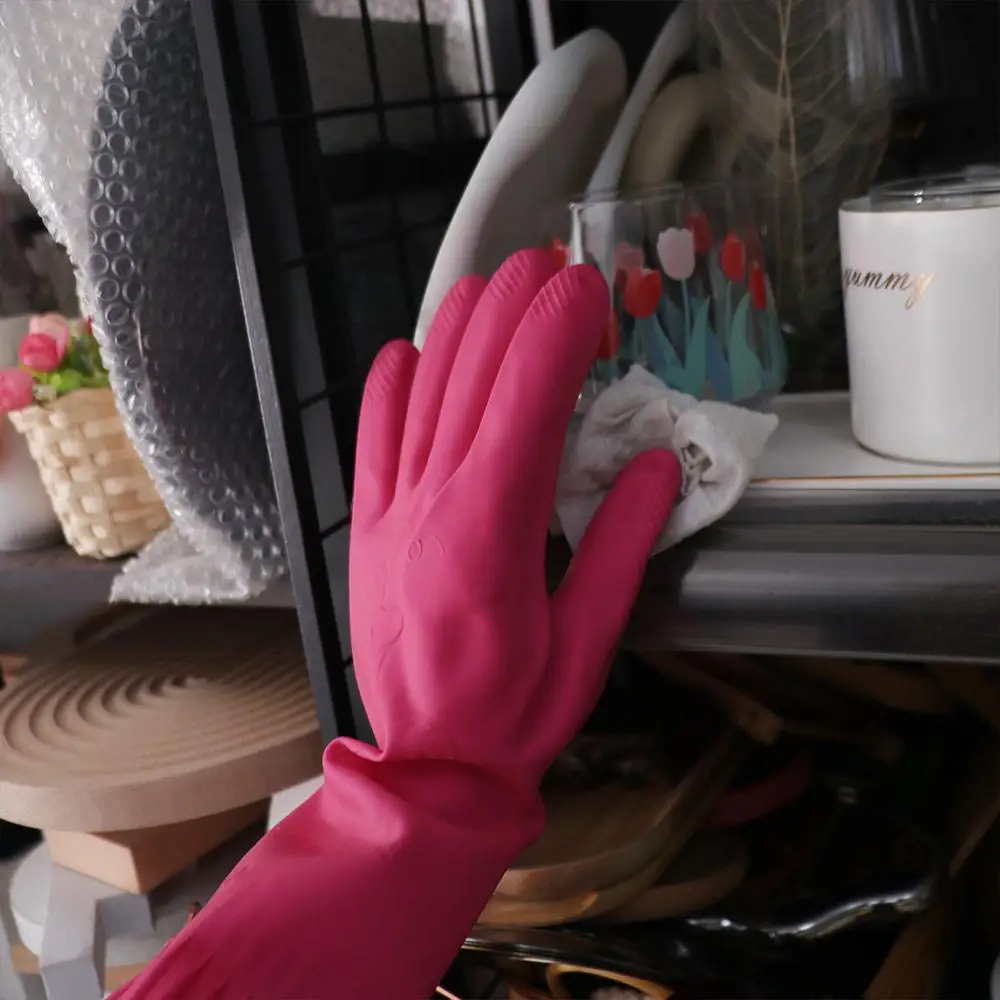 Description Picture 6 of itemSilicone Elastic Waterproof Housework Dishwashing Repeatable Rubber Gloves Cleaning Tool Household Cleaning Gloves