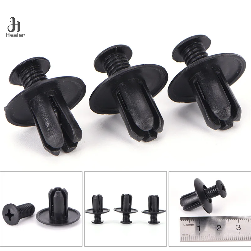 Auto Fasteners Rivets Clips 50pcs 6/8mm Car Bumper Door Panel Fender Liner Clips Retainer Plastic Auto Fasteners Rivets Screw