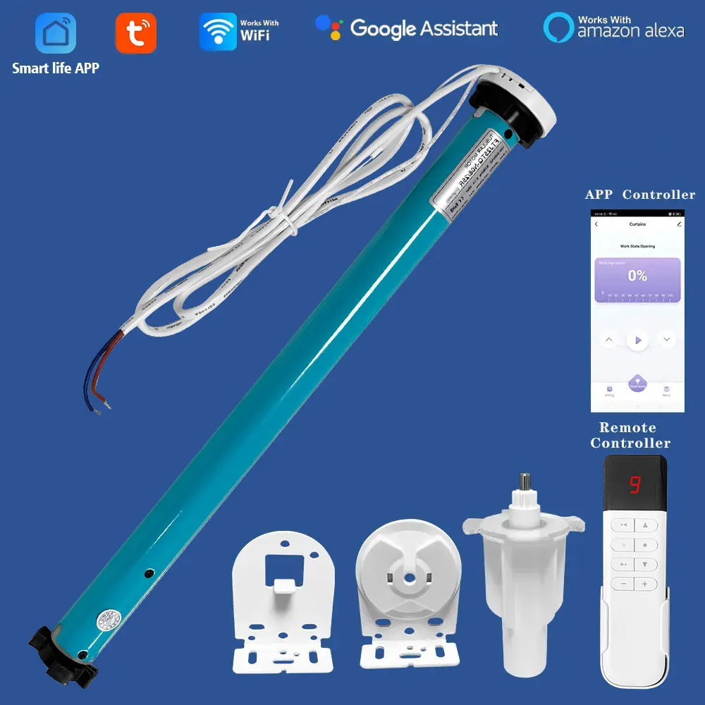 Lifelibero Tuya ม่านบังตา, ม่านม้วนทรงท่ออัจฉริยะขนาด38มม. ตัวรับสัญญาณ RF Motor listrik ในตัวสำหรับอเล็กซ์ 1