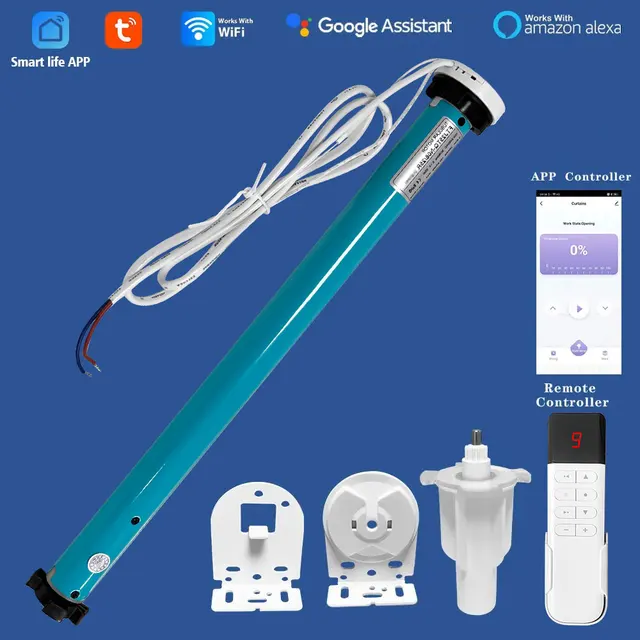 Lifelibero Tuya ม่านบังตา, ม่านม้วนทรงท่ออัจฉริยะขนาด38มม. ตัวรับสัญญาณ RF Motor listrik ในตัวสำหรับอเล็กซ์ 1