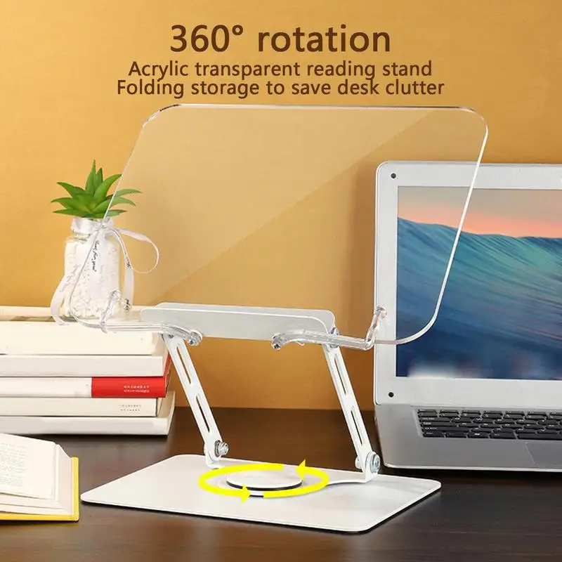 

Multifunctional Foldable And Adjustable clear Acrylic Reading Stand With Spring Clip For Laptops Tablets & Thick Books