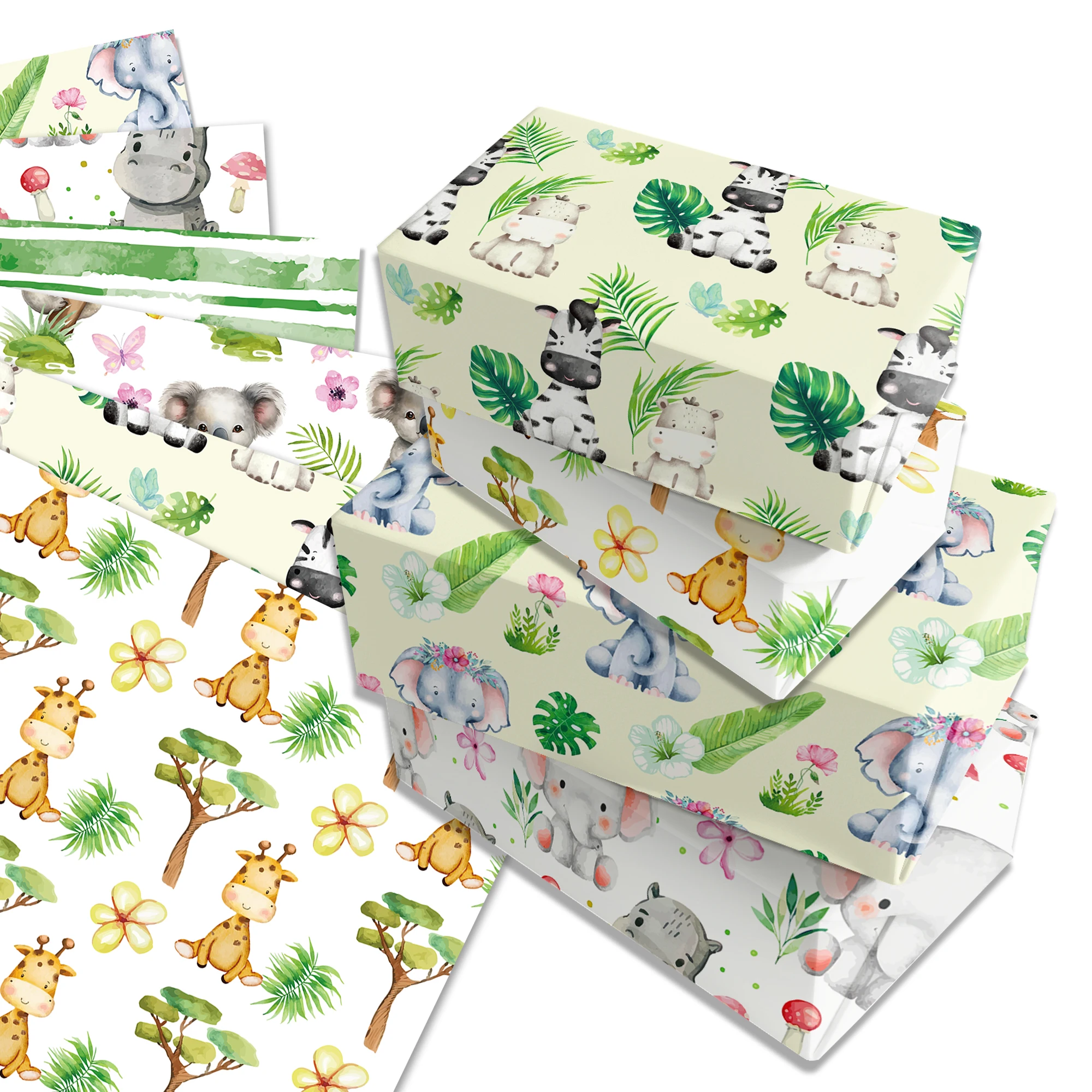 6/12 stücke Dschungel Tiere Kind Geburtstag Geschenkpapier Geschenkbox Dekoration Geburtstag Dekoration Baby Shower Party Supplies – Detail 12