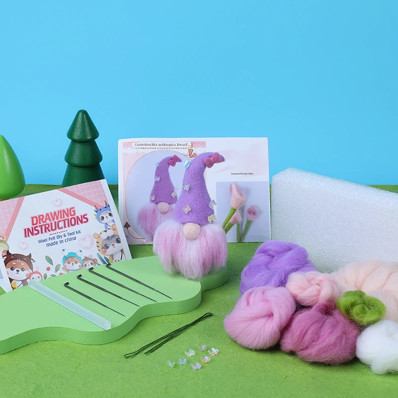 KRABALL Dwarf Wool Felting Kit With Instruction And Felting Needles For Beginners Doll Making DIY Non-finished Materials Package needle felting kit wool felting kit