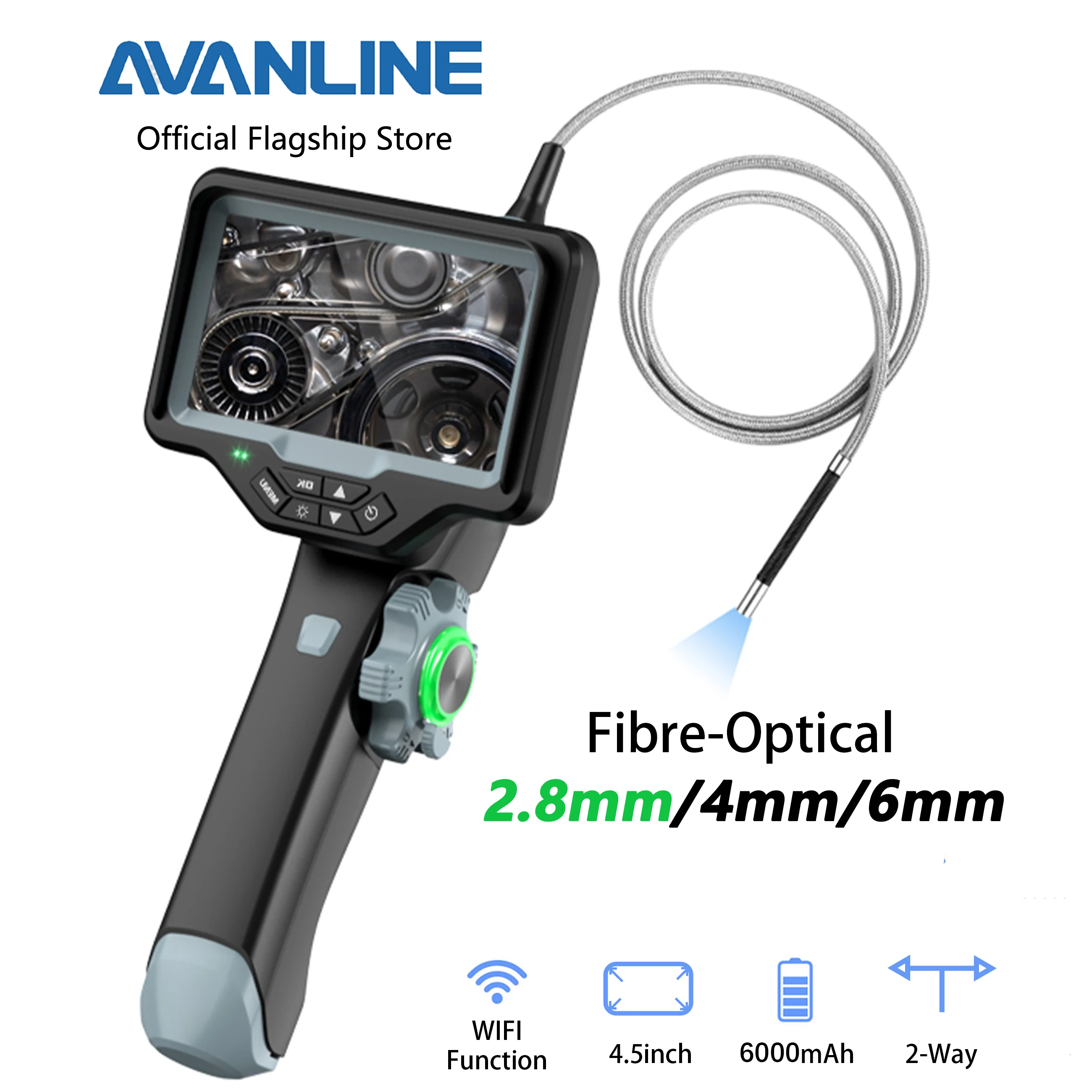 AVANLINE28mmFibreopticalArticulatingBorescope45inch2way