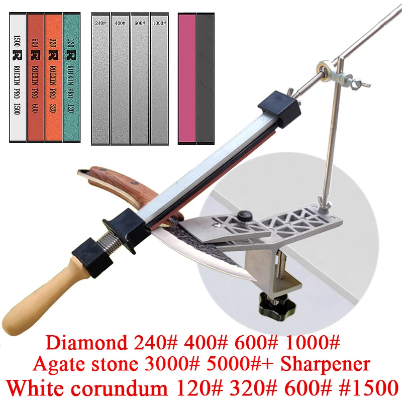 Fixed Knife Sharpener Professional Sharpening Stone Kitchen Grinding System Angle Honing Diamond Grinder 120-5000# Whetstone Set 