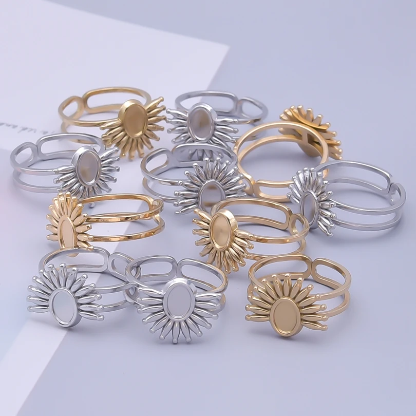 Stainless Steel DIY Rings 6PCS for Women Jewelry Accessories 18K Gold Plated Trendy Jewelry Gift for Girls