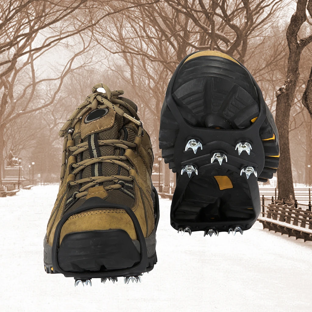 1 Pair Anti-slip 8 Teeth Ice Grips Cleats Shoes Cover Snow Ice Climbing Shoe Spikes for Walk on Ice Snow and Freezing Mud Ground