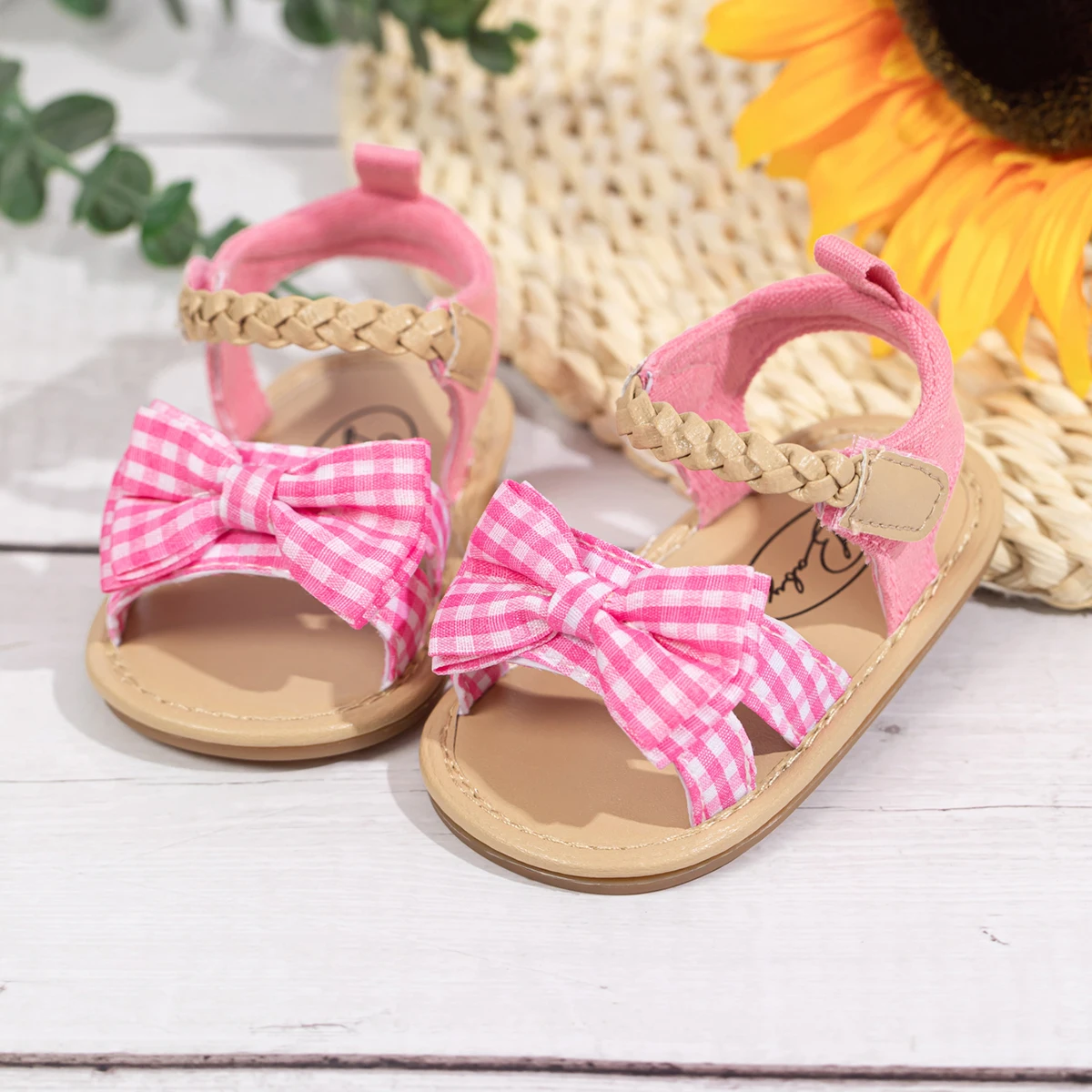 KIDSUN 2021 New Product Baby Sandals Infant Girls Shoes Bow-knot Princess Rubber Sole Non-slip Toddler First Walkers 2-colors 1