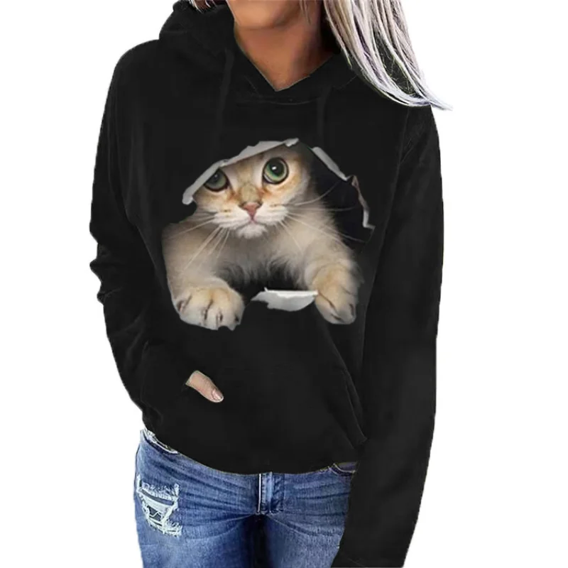 

Hoodie Women's Winter 2023 Trend Long Sleeve Cat Casual Hooded Sweatshirt Y2k Clothes Streetwear Women Korean Harajuku Hoodie