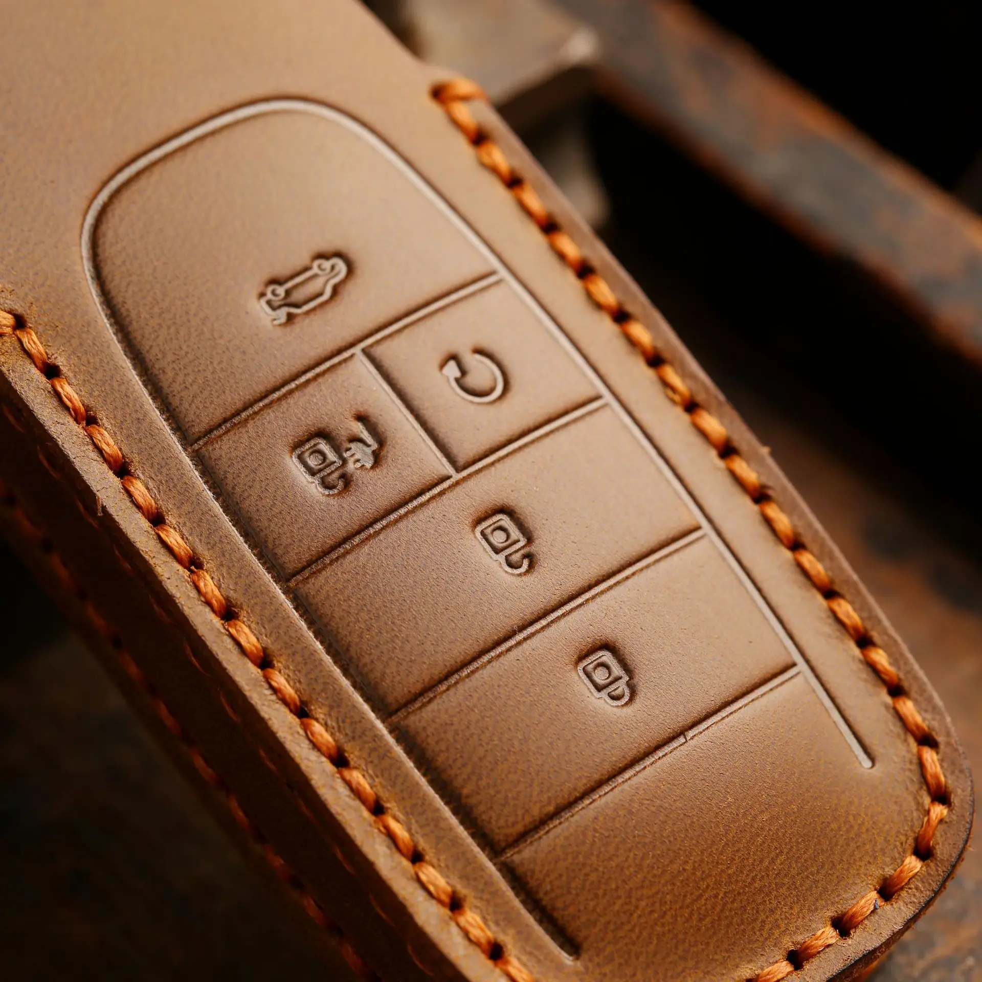Custom Leather Car Key Fob Case Luxury Smart Key Pouch 