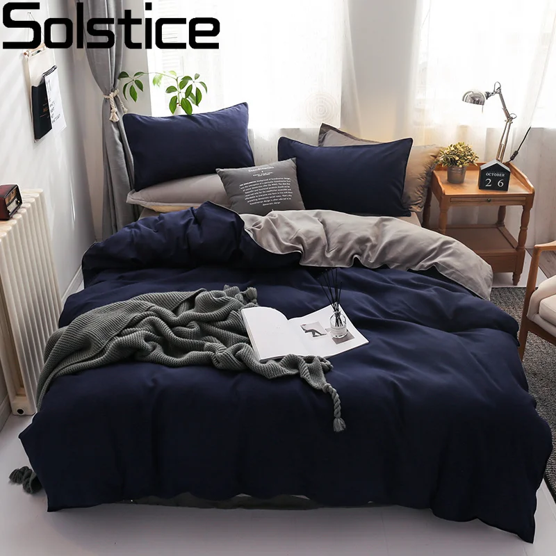 

SOLSTICE Solid Color Bedding Sets Duvet Cover Pillowcase And Bed Sheet Comforter Cover Beds Queen King Size Multiple Colour