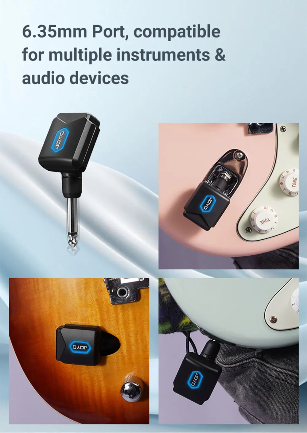JW-06 5.8GHz Wireless Guitar Transmitter Receiver Rechargeable Guitar System 20m