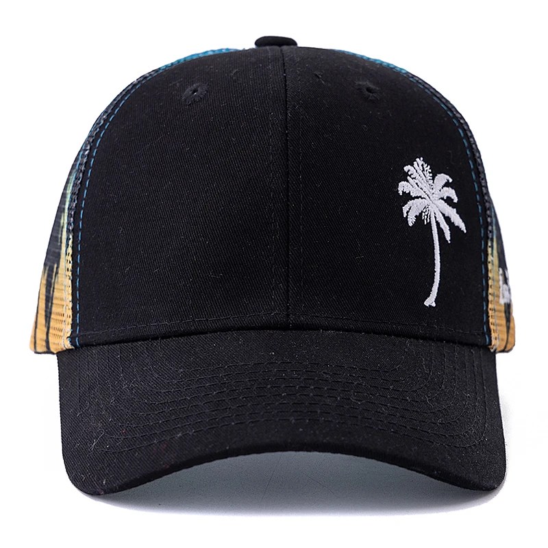 New Unisex Adjustable Baseball Cap Coconut Tree Pattern Outdoor Summer Trucker Hat Streetwear Cap For Men And Women