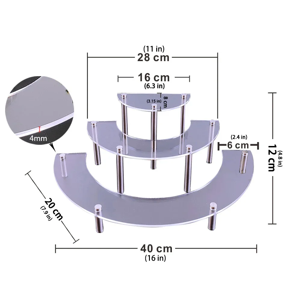 

Multi-layer Arc Acrylic Three Layer Cake Stand Party Dessert Display Rack Wedding Cake Rack Birthday Table Decoration