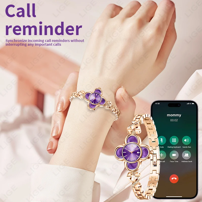 LIGE Luxury Ladies Quartz Watches Smart Bracelet Woman Heart Rate Blood Pressure Monitor AI Health Smart Watch Women Sport Band