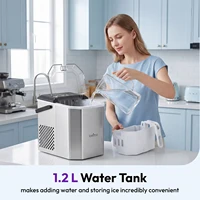 LOEFME Mini Machine à glaçons Portable entièrement automatique en forme de balle 12 kg/24 h 6 Minutes/9 pièces glaçons avec cuillère Machine à glace professionnelle 7