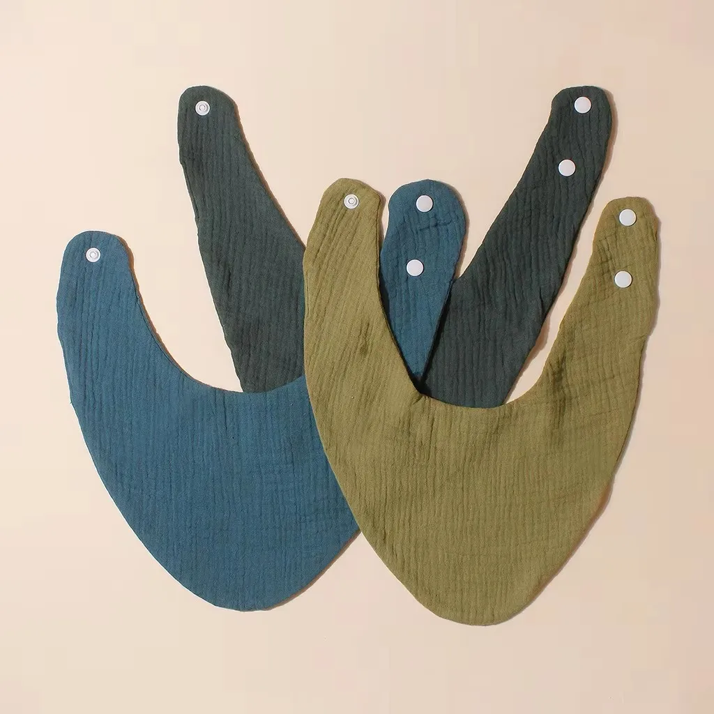 조절 가능한 스냅 버튼 방귀 천 3개  수유용 침받이 타액 수건 삼각형 단색 스..