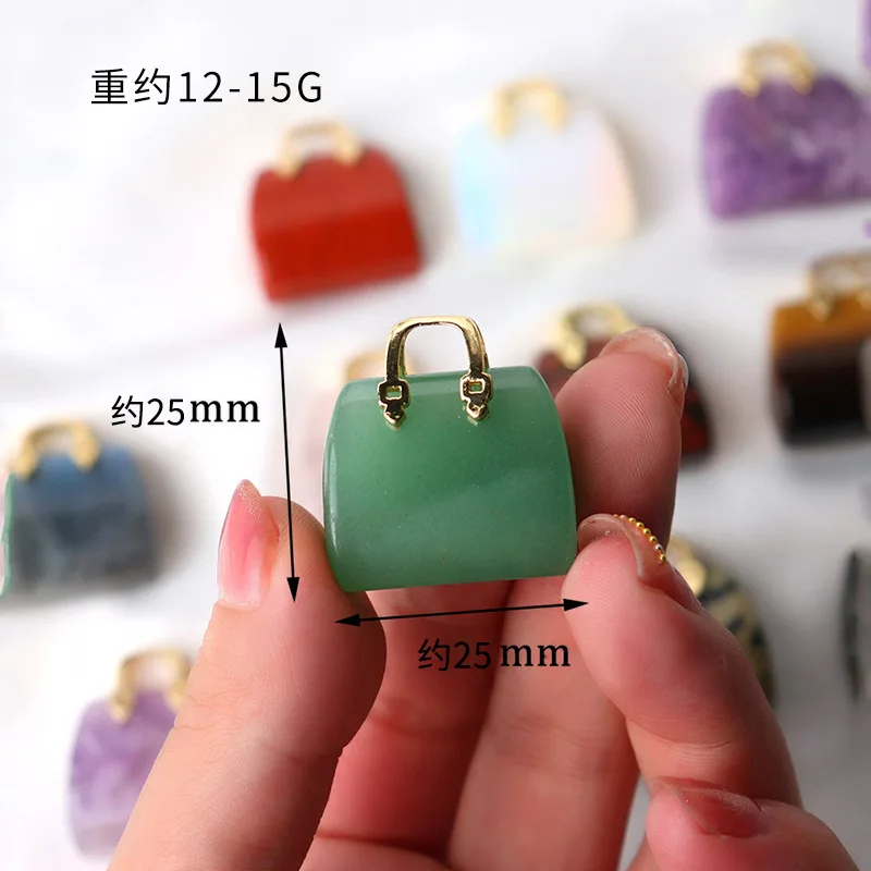 15pcs Natural Stone Mini Bag Ornament Healing Crystal Reiki Gemstone Pendant Crafts Home Decoration Gift