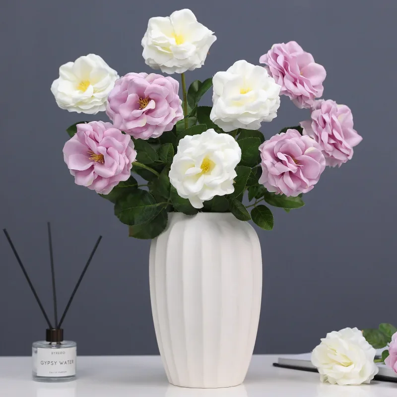 Seide Rote Rosen Pflanze Blumen Simulation Blumen Schlafzimmer Dekoration Künstliche Chinesische Rose Zweig Gefälschte Blume Balkon Dekorativ