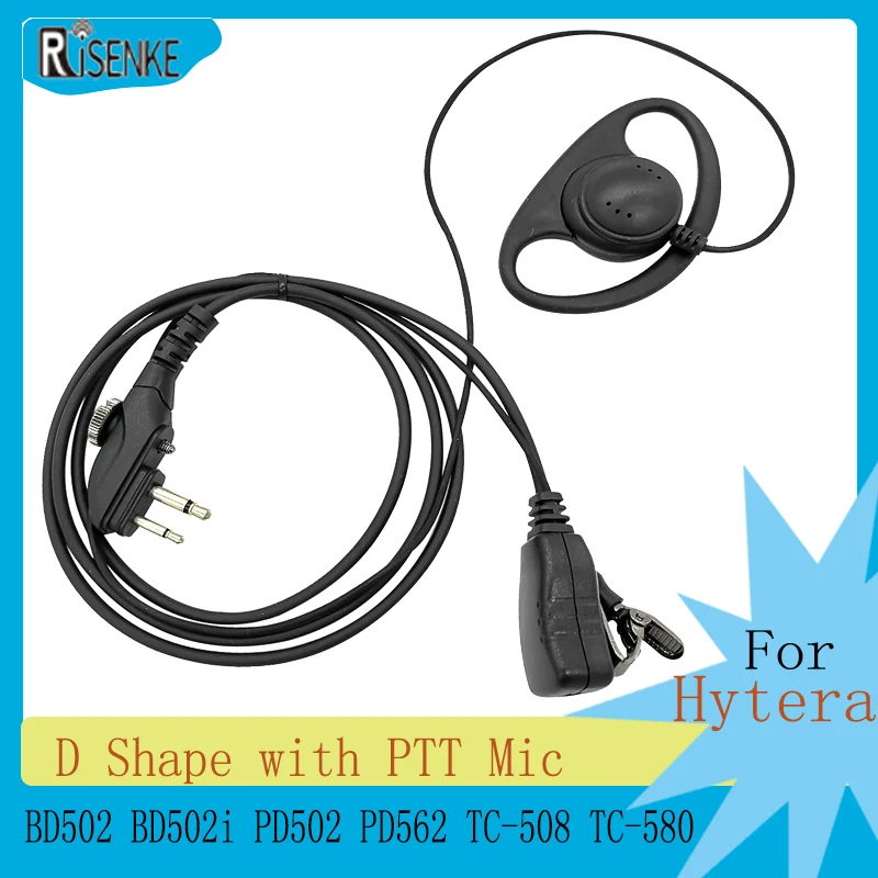 

Risenke-D Shape Loop Ring Walkie Talkie Earpiece with PTT Mic,Compatible with Hytera,HYT,BD502,BD502i,PD502,PD562,TC-508, TC-580