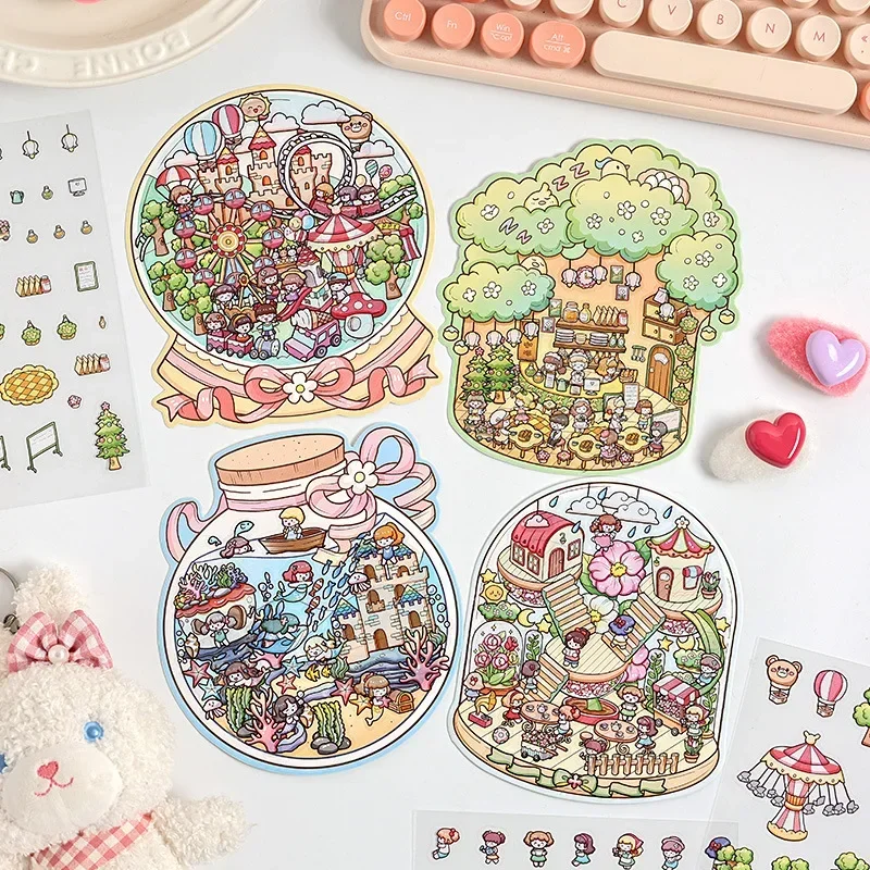 Baby Kids Cute Cartoon Animal Miniature Landscraping DIY Stickers Visual Scene Lief Kawaii Sticker Stress Relief Sticker Gift