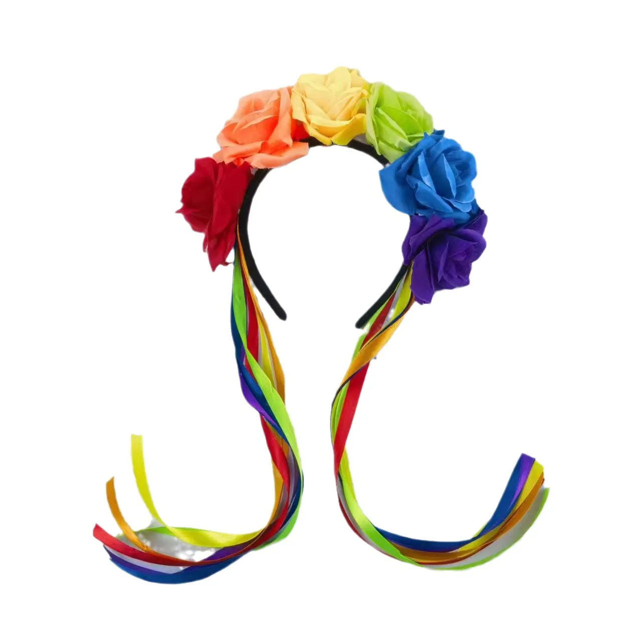 Weißes Haarband Mit Sonnenblumen & Rosen – Perfekt Für Hochzeiten, Festivals Und Als Blumenkrone