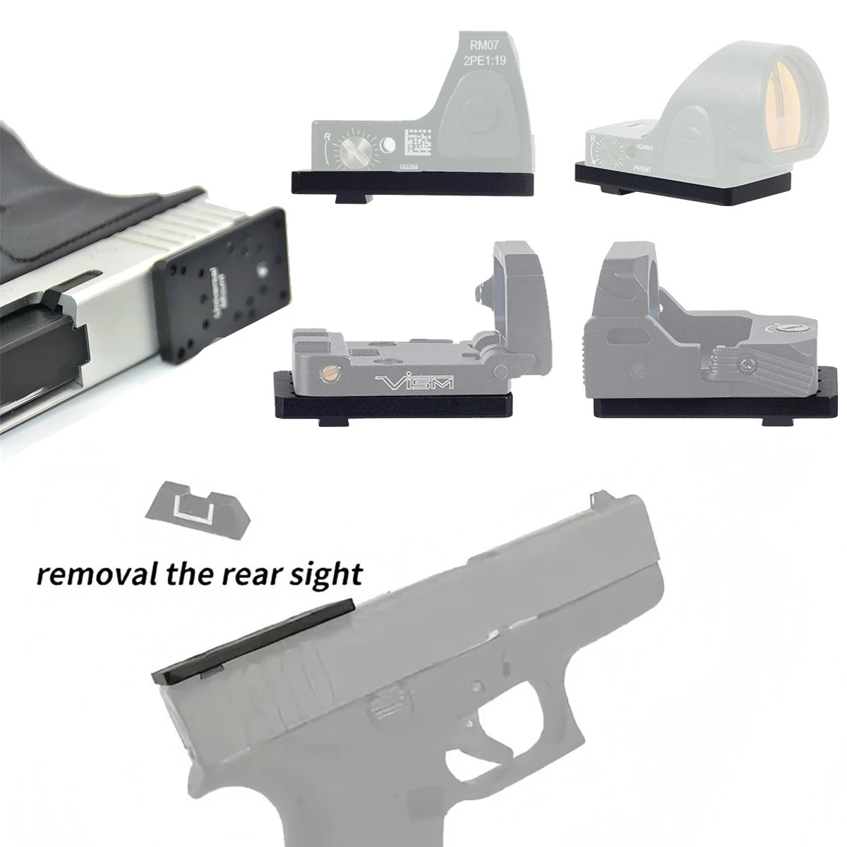 RM SR VISM PRO GRACE M1 M2 RM-HD Red Dot Sight Universal Tactical Rear Sight Scope Mount Plate Base Adapter For Glock 17 19