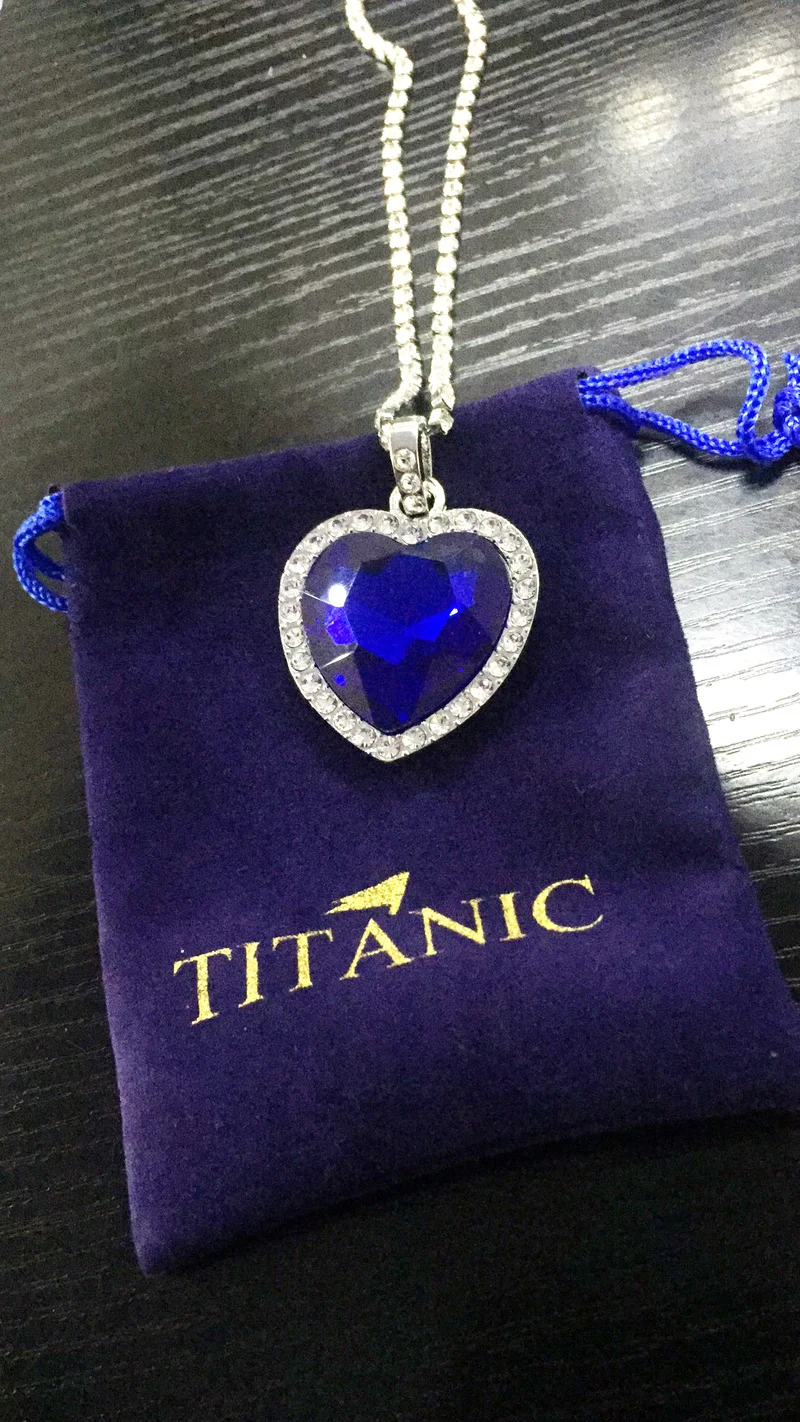 Titanic Heart of Ocean Blue Heart Love Forever Pendant Necklace with Titanic Earrings + Velvet Bag jewelry sets jewelry set women earrings chain necklace