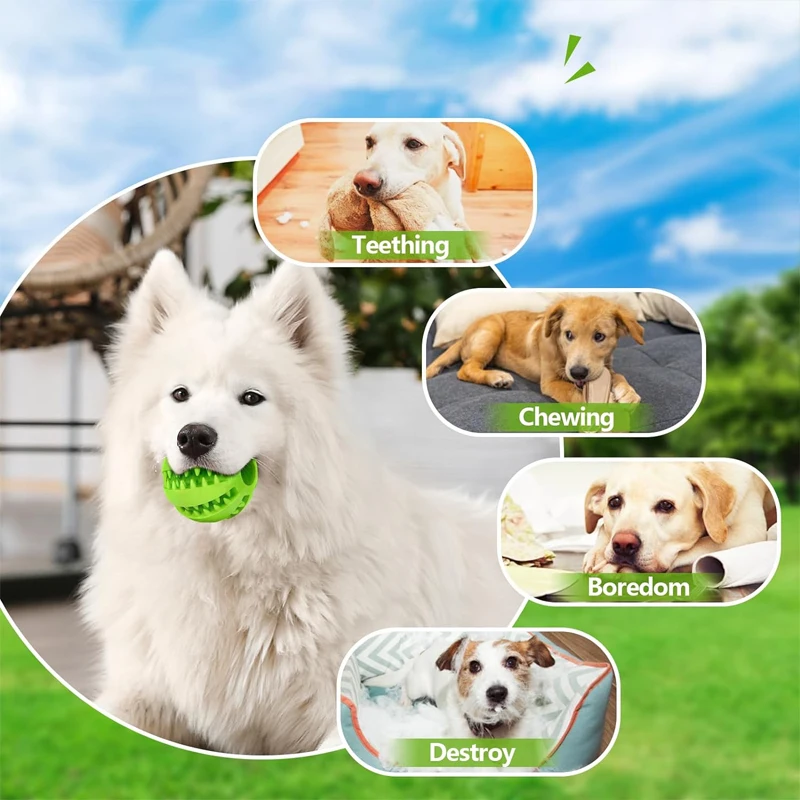Natural Rubber Pet Dog Chew Toys Tooth Cleaning Treat Ball Interactive Elasticity Ball Puppy Teething Chew Clean Toy Balls 4