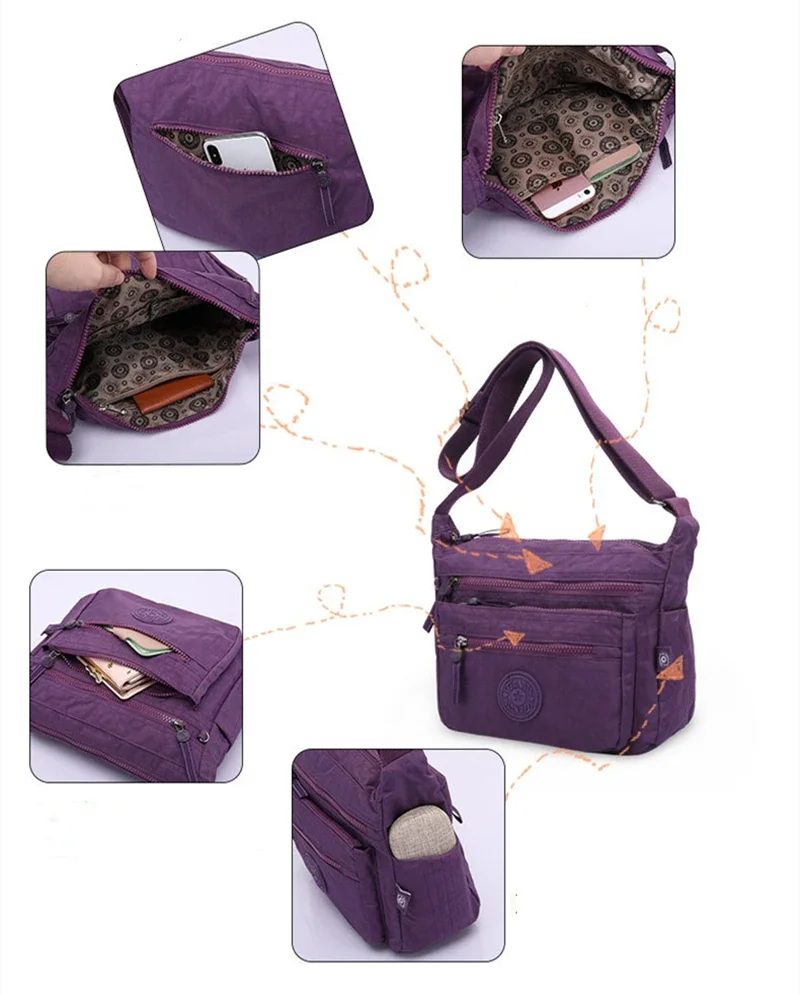 Nylon Messenger Shoulder Bag for Men and Women