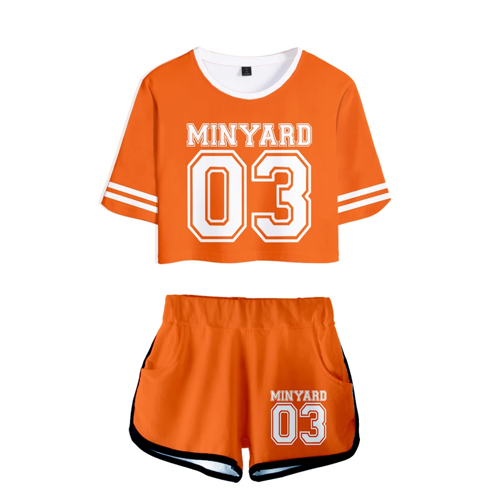 

2022 New 3D The Foxhole Court Streetwear Two Pieces Sets Fashion Women Short Pullover Minyard Tee + Pants Sets Girl Clothes