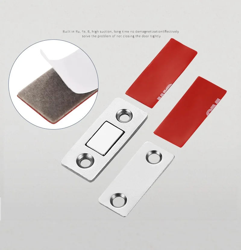 4X Magnetic Door Catch Ultra Thin Stainless Steel Cabinet Drawer Magnet Catch for Sliding Door Closure Kitchen Cabinet Cupboard
