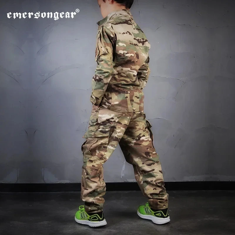 Emersongear Combat Uniform Set Children Sports Suit For Kids Tactical Shirts Pants Tops Trousers Hiking Outdoor MC For 6Y EM6929