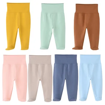 Pantaloni per neonato Leggings in cotone per ragazza da 0 a 12 mesi Pantaloni primaverili e autunnali a vita alta in tinta unita