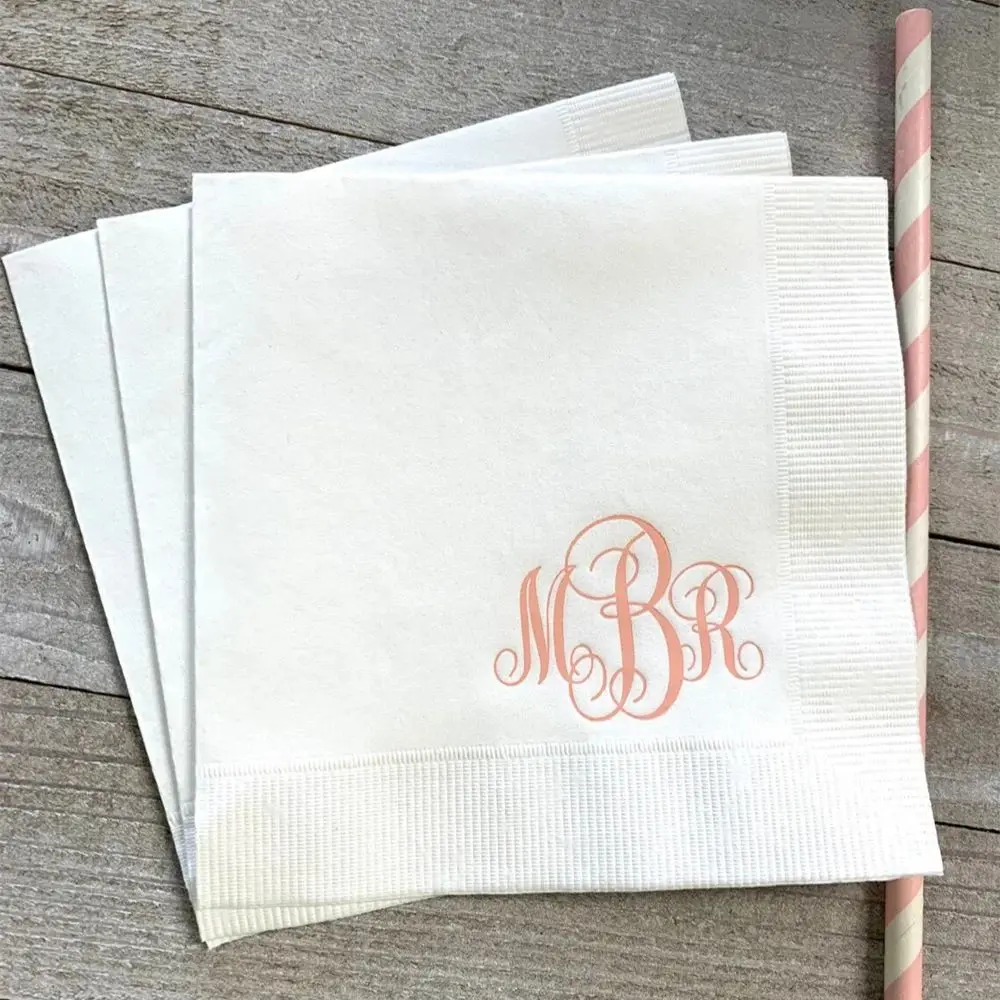 

Personalized Napkins Beverage Luncheon Dinner Guest Towel Napkins Baby Shower Naming Custom Monogram LOTS of colors available!