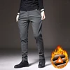 Winter Fleece Warm Men's Brushed Fabric Casual Pants Outdoors Business Thick Velvet Cotton Flocking PlushTrousers Male 28-38 2